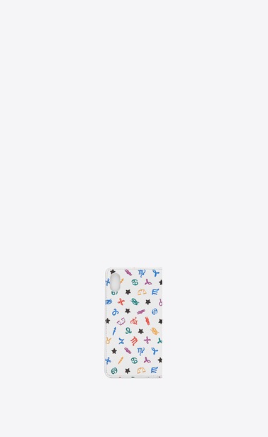 iPhone 10 shell in grain de poudre embossed leather with a zodiac print